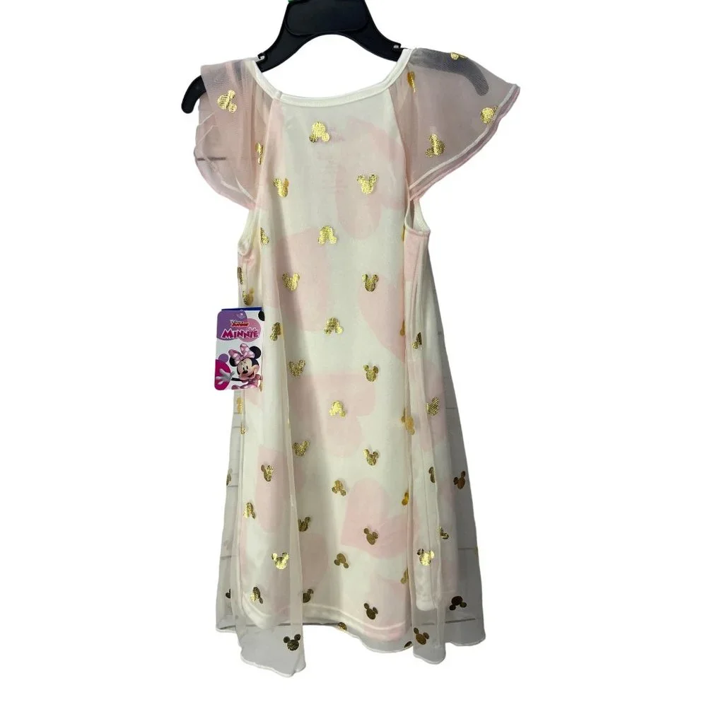 Disney Minnie Mouse Toddler Girl's Valentine's Day Foil Hearts Nightgown Gown 5t